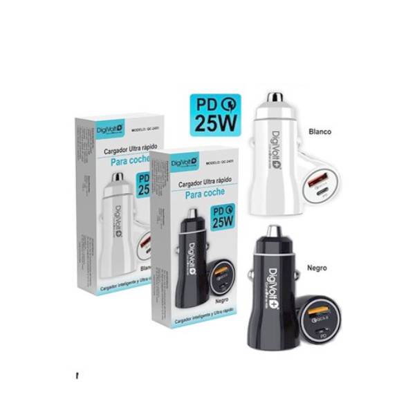 QC-2451-CARGADOR COCHE DIGIVLT 25W
